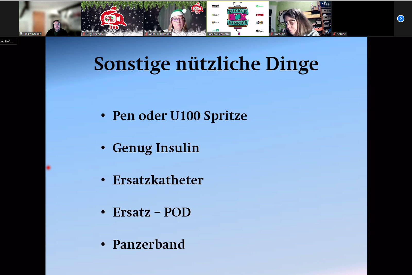 Eine Liste mit nützlichen Dingen für insulinpflichtige Diabetiker auf dem Weihnachtsmarkt