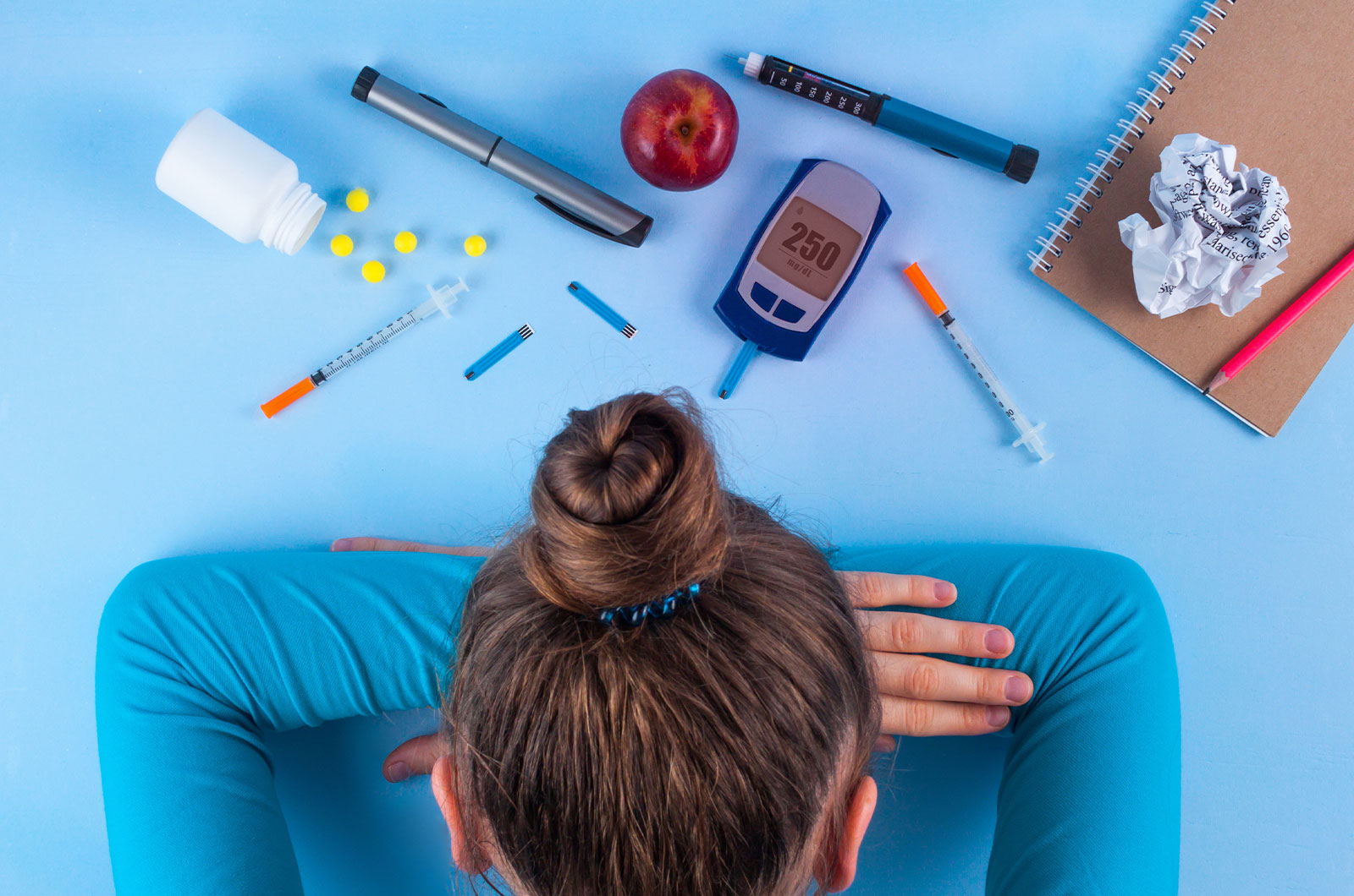 Müde von Diabetes leide ich an Diabetes, manchmal müde und überfordert von Diabetes