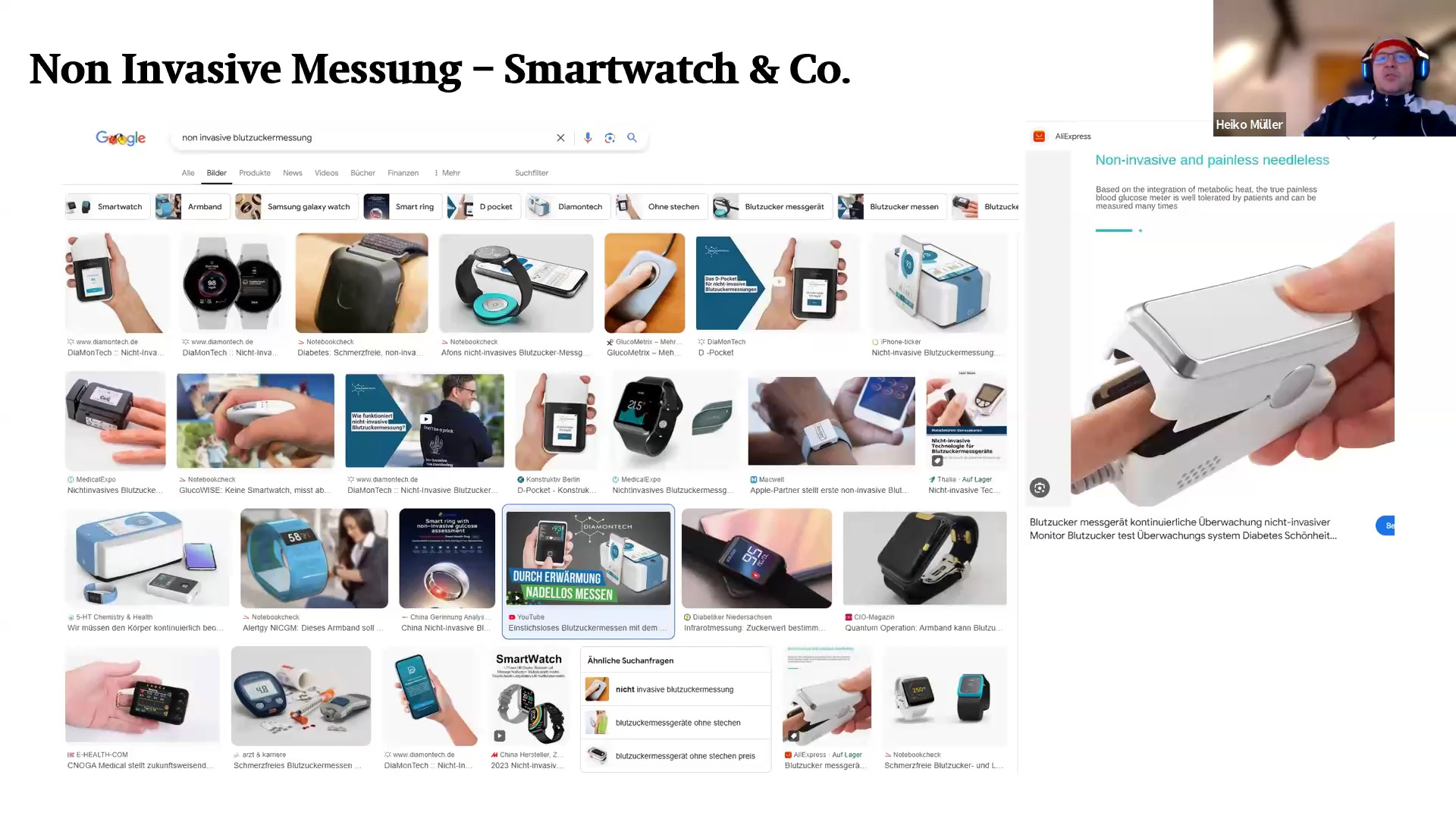 Eine Ansammlung von Smartwatches, die angeblich den Blutzucker messen