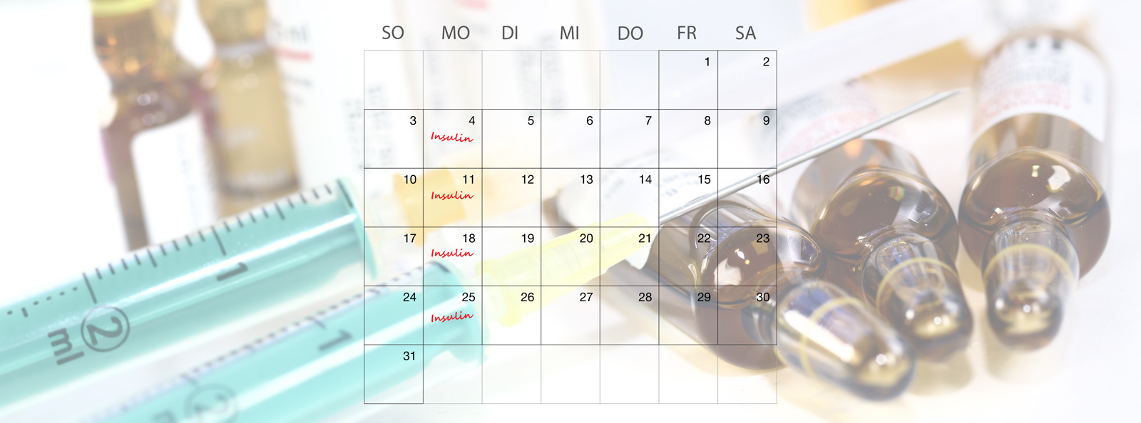 Insulin, davor ein Kalender